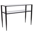thumbnail image 1 of Newport Collection Glass Console Table with Shelves and Black Metal Frame, 1 of 9