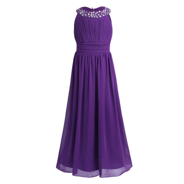 AAMILIFE Girls Dress Embroidered Flower Formal Party Ball Gown Prom Princess Bridesmaid Wedding Dress