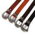 thumbnail image 2 of fastboy Fashionable PU Leather Belt For Gothic Outfits Unique Embossed And Rivet Details Long flower brown 120cm 1Set, 2 of 6