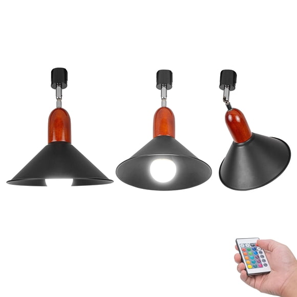 FSLiving J Type Gimbaled Track Light, Black Ceiling Spotlight Remote Control, Color Changing RGB Tunable White A19 Smart Bulb Cone Mini Lights for Kitchen Shopwindow,Disco Ball - Set of 3