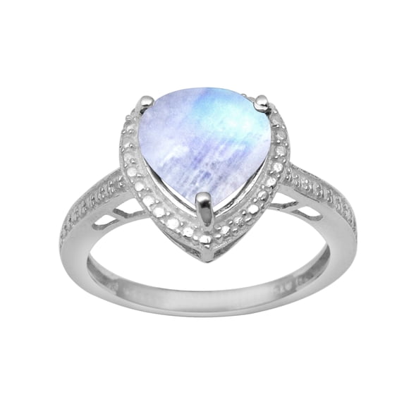 Mooneye 10mm Heart Shape Moonstone 925 Sterling Silver Solitaire Women Christmas Gift Ring