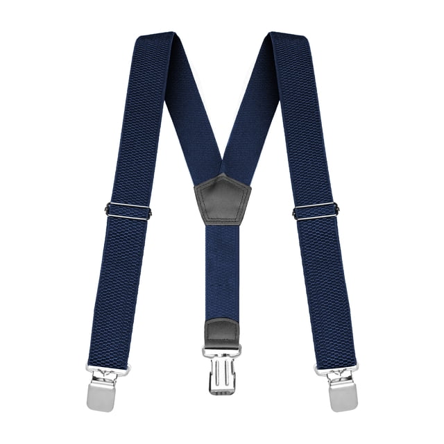 Buyless Fashion Bretelles Texturées Robustes pour Hommes avec Sangles Ajustables de 48 Pouces et Largeur de 1 1/4 Pouce en Dos en Y. Fabriquées avec un Matériau Élastique durable, des Pinces Métalliques Robustes et un Patch Croisé en Cuir pour Plus de style. Idéales pour les Accessoires pour Hommes, Ces Bretelles Conviennent aux occasions Formelles et Semi-Formelles, Y Compris les Mariages, les Tenues de Travail et les Fonctions Scolaires.
