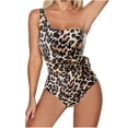 thumbnail image 1 of WREESH Women With Chest Pad Without Underwire One-Shoulder Lace-Up Swimsuit, 1 of 5