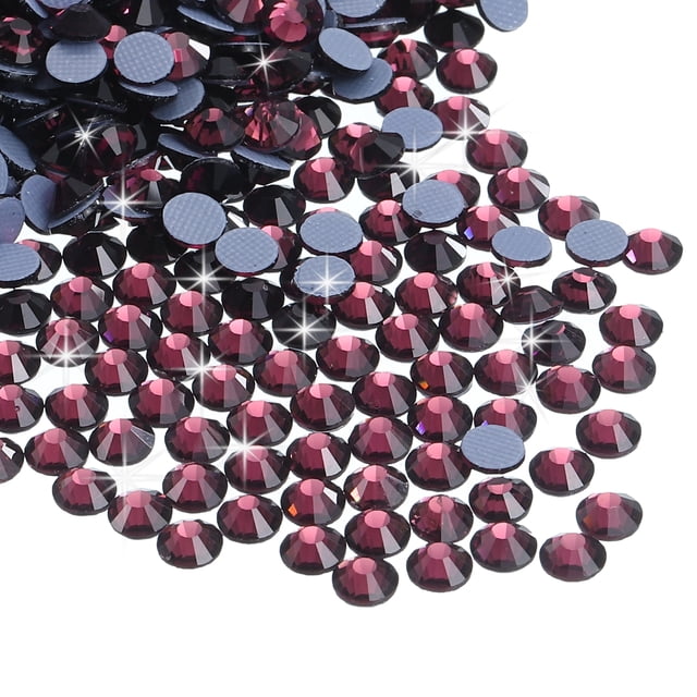 Uxcell Hotfix Rhinestones Flatback Crystal Glass Gems for Craft Clothes DIY Decoration Deep Purple 4.8mm