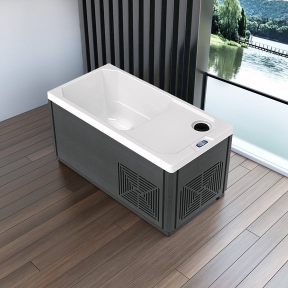 67" x 33" Indoor & Outdoor Freestanding Cold Plunge Tub with Cooling & Heating – LED Light, Water Jets & Digital Temperature Control