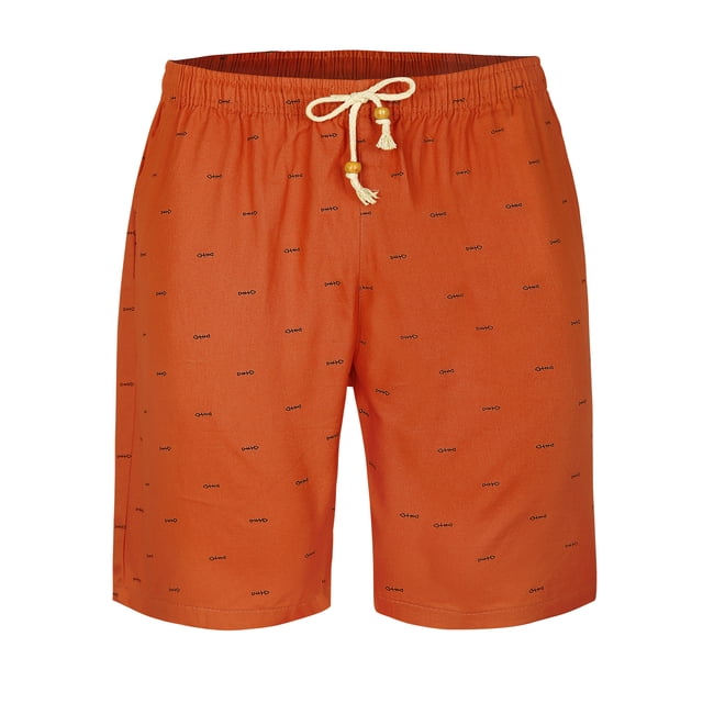 INSPIRE CHIC Men's Shorts Drawstring Waist Fish Pattern Beach Summer Board Shorts 28 Orange