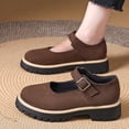 thumbnail image 2 of Mocassins pour Femmes Couleur Café Talon Moyen Talon Bloc Bout Rond Chaussures Décontractées à Enfiler Semelle Compensée Confortables pour le Quotidien Bureau Décontracté Taille 41, 2 of 8