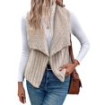 thumbnail image 3 of Gilet Sans Manches Simple et Décontracté pour Femmes Automne et Hiver en Peluche, Cardigan Kaki TG, 3 of 9
