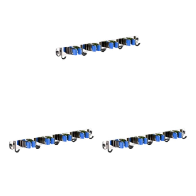 ZheElen Support Pratique pour Écouvillon en Acier Inoxydable - Fabrication Résistante à la Corrosion, Rapide, Robuste, Support Multifonction pour Écouvillon, Porte-Balai Bleu 4 Pinces et 5 Crochets Ensemble de 3