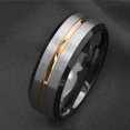 thumbnail image 1 of Fashion Men Matte Stripe Titanium Steel Band Ring Wedding Party Jewelry Gift, 1 of 5