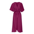 thumbnail image 3 of BEFOKA Robe pour Femme Grande Taille, Liquidation de Robes d'Été pour Femmes, Robe Longue Irrégulière Décontractée Unie à Lacets pour Femme, 3 of 4