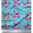 thumbnail image 1 of Soimoi Moss Georgette Fabric Leaves & Rose Floral Printed Fabric 1 Yard 42 Inch Wide, 1 of 5