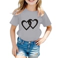 thumbnail image 1 of HNMKIU T-Shirt Graphique Tendance pour Filles Col Rond Manches Courtes Haut d'Été Décontracté pour Enfants, 1 of 5