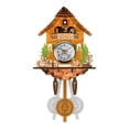 thumbnail image 2 of ZZkhGO Wooden Wall Clock with Chime Alarm, Retro Style Living Room Clock with Classic Pattern, Battery Operated Decorative Clock for Home, 2 of 3