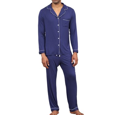 Japceit Ensembles de Pyjama pour Hommes à Manches Longues Pyjamas pour Hommes à Simple Boutonnage Pantalon de Pyjama d'Hiver à Manches Longues Ensemble de Tenue d'Intérieur