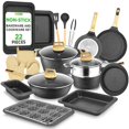 thumbnail image 1 of NutriChef 22-Piece Black Marble Non-Stick Induction Cookware and Bakeware Set - Professional Home Kitchen Collection with Multi-Sized Pots, Pans, and Heat-Resistant Tools, 1 of 5