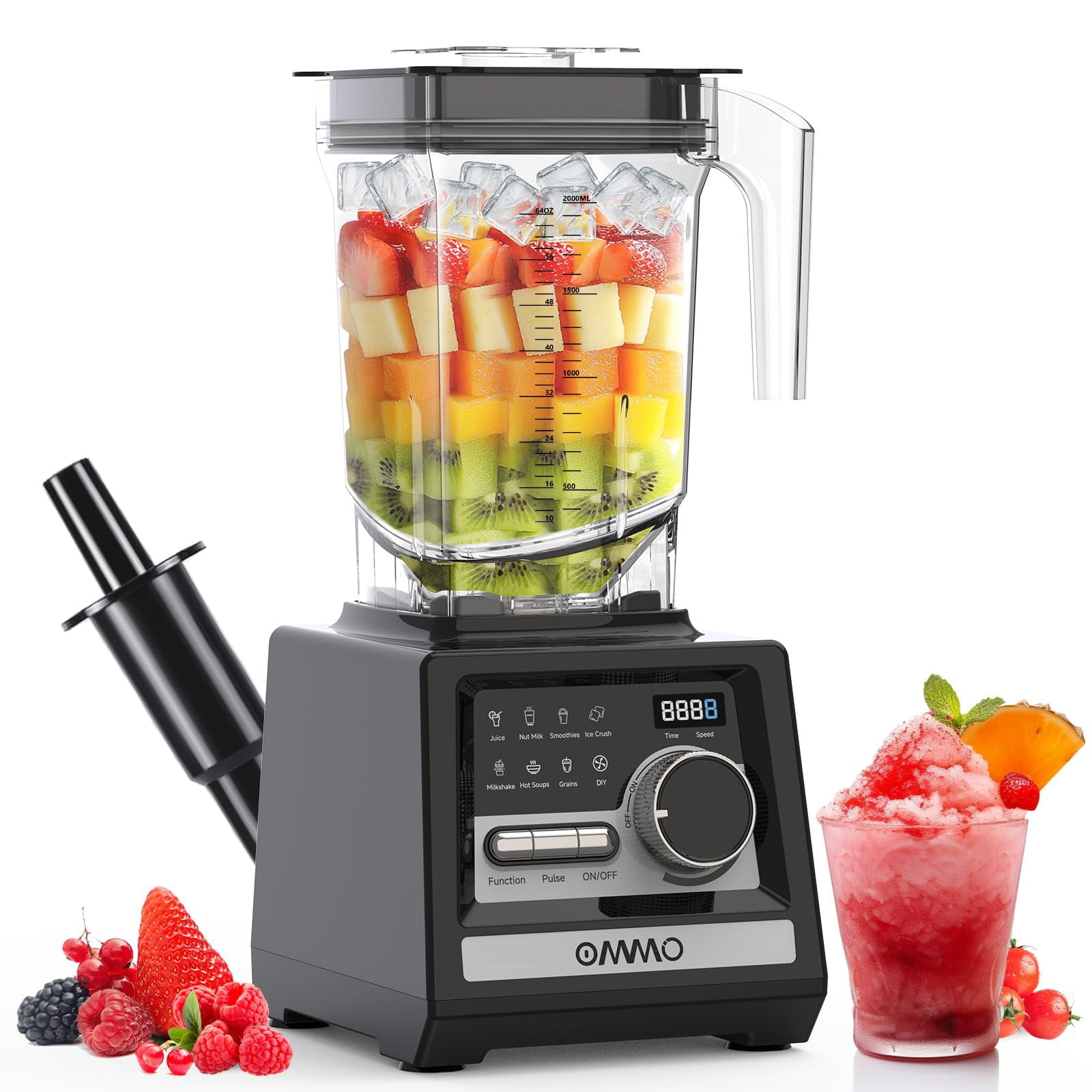 OMMO Blender, Peak1800W Blender for Smoothies, 68oz BPA-Free Smoothie Blenders for Kitchen with 9 Speed Control&Built-in Timer, Dishwasher Safe for I