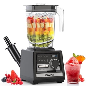 OMMO Mélangeur, Peak1800W Mélangeur pour smoothies, 68oz Mélangeurs de smoothie sans BPA pour cuisine avec 9 Contrôle de vitesse et minuterie de construction, lave-vaisselle sans danger pour I