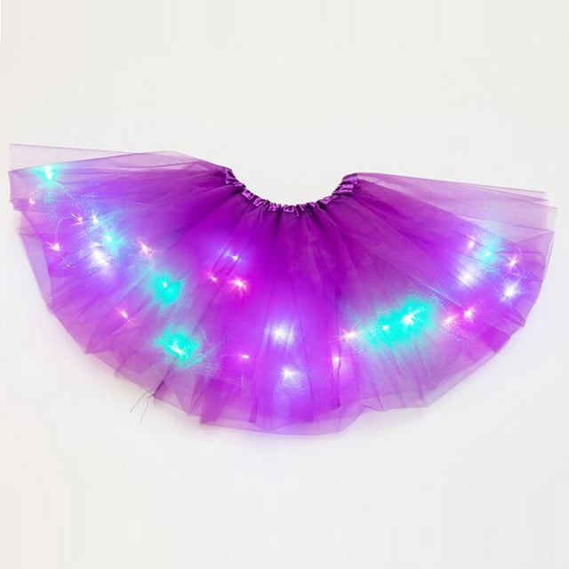 Women 3 Level Mesh Tulle Skirt Princess Skirt With LED Small Bulb Skirt