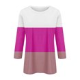 thumbnail image 4 of Timegard Womens Tops Crewneck 3/4 Sleeve Color Block Comfy Tee Shirts Fall Casual Loose Tops Blouse, 4 of 6