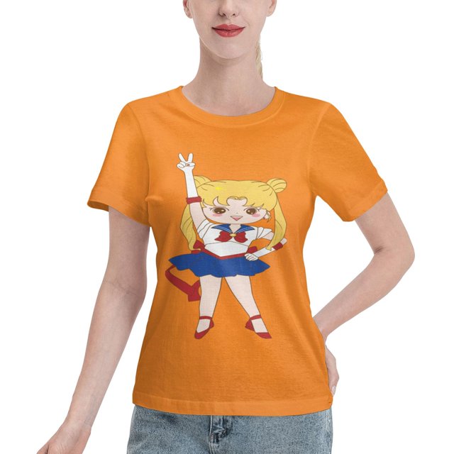 T-Shirt Basique à Manches Courtes pour Femmes Sailor Moon Édition Q Tsukiha