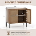 thumbnail image 4 of Giantex Buffet Bahut, Armoire de Rangement de Cuisine avec Portes Décorées en Rotin, Table Console (Chêne, 1), 4 of 8