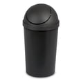 thumbnail image 1 of Sterilite SwingTop Wastebasket, 3 Gal Round Trash Can w/Lid, 6 Pack, Black, 1 of 9
