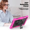 thumbnail image 4 of Case for Lenovo Tab K10 10.3 Inch / M10 FHD Plus 2020 2nd Gen with Screen Protector, 360 Degree Rotating Kickstand Hand Strap Heavy Duty Shockproof Cover with Shoulder Strap, Rose, 4 of 7