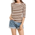 thumbnail image 1 of INSPIRE CHIC T-Shirt Décontracté Imprimé pour Femmes à Manches au Coude et Col Rond, 1 of 6