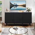 thumbnail image 4 of Wirrytor Sideboard Storage Cabinet with Doors and Shelves, Buffet Cabinet with Storage, Credenza Storage Cabinet for Kitchen, Wooden Fluted Cabinet, Under TV Cabinet with Storage,Black, 4 of 10