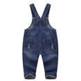 thumbnail image 2 of KIDSCOOL SPACE Baby Boy Girl Ripped Denim Cute Workwear Jean Overalls,Blue,12-18 Months, 2 of 5