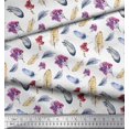 thumbnail image 3 of Soimoi White polyester Crepe Fabric Feather & Floral Printed Fabric 1 Yard 52 Inch Wide, 3 of 5