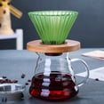 thumbnail image 1 of Glass Coffee Filter Mug with Reusable Drip Filter, Portable Hand Brewed Coffee Maker with Wooden Base for Home, Office, Travel, 1 of 6