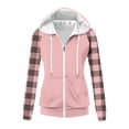thumbnail image 4 of Chbgutlmr Sweatshirt for Women Raglan Long Sleeve Casual Plaid Jackets Drawstring Zip up Hoodies Pockets, 4 of 8