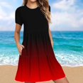 thumbnail image 2 of Weiqiqre Robes pour Femmes Été Décontractées à Manches Courtes Col Ras du Cou Robes T-Shirt Amples Évasées Mini avec Poches, 2 of 5
