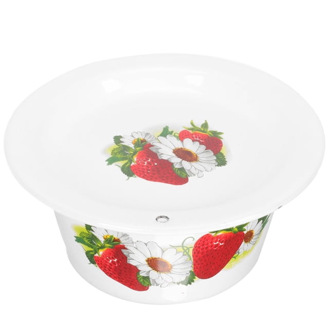 Bassin en Émail avec Couvercle Bol à Soupe en Émail Rétro Bassin en Émail Multifonctionnel Vaisselle en Émail Vintage