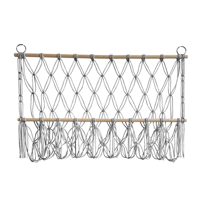 Abbracc Wall Hanging Net Plush Toy Net Handwoven Boho Macrame Stuffed Animal Hammock Gray