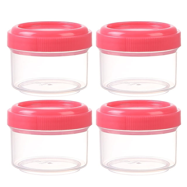 Salad Dressing Container to Go, Small Condiment Containers with Lids for Lunch Bento Box, Reusable Plastic Snack Jars, Transparent Food Containers, Colorful Sauce Cups, Dishwasher Safe, 4 Pcs