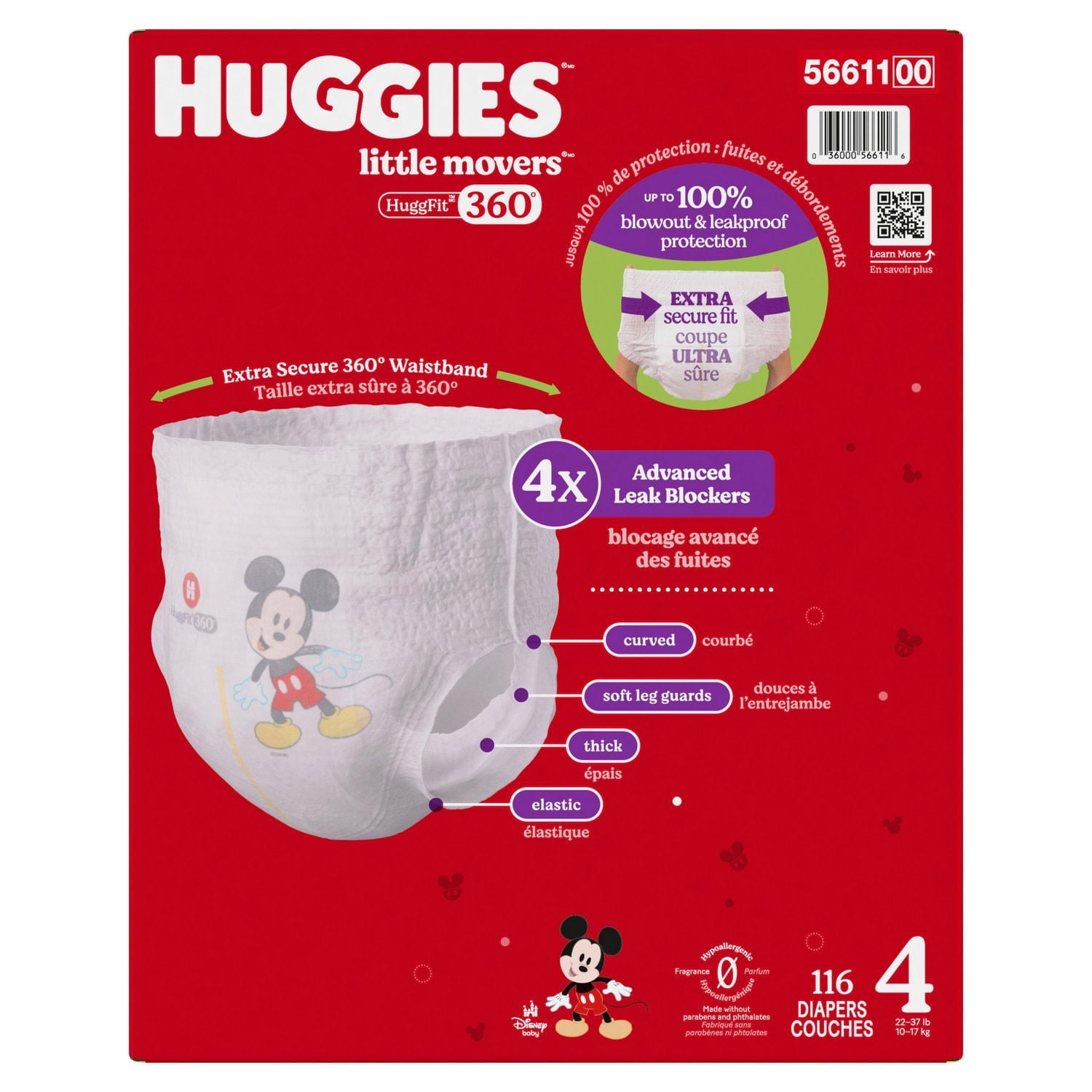 Huggies Little Movers HuggFit 360° Baby Diapers with Waistband, 3-7,Count 136-70