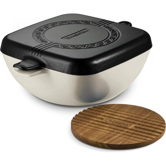 Tramontina Cultura Autocuiseur Multiple en Fonte Émaillée de 6,5 Pintes avec Couvercle Réversible - Gardénia
