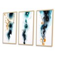 thumbnail image 3 of Designart « Heartbeat Rhapsody Turquoise and Gold Ink Cloud I » Peinture Abstraite Ensemble d'Art Mural Encadré de 3 - Ensemble de Cadres Modernes Turquoise pour Mur de Galerie pour Déco Maison, 3 of 6