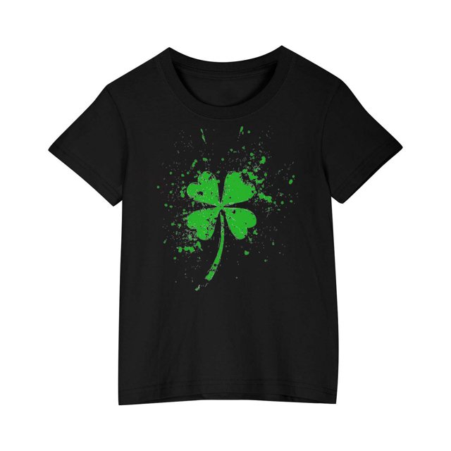 FAIWAD Hauts pour Enfants Garçons Filles Manches Courtes T-Shirt Graphique de la Saint-Patrick Trèfle Mignon Décontracté Col Rond