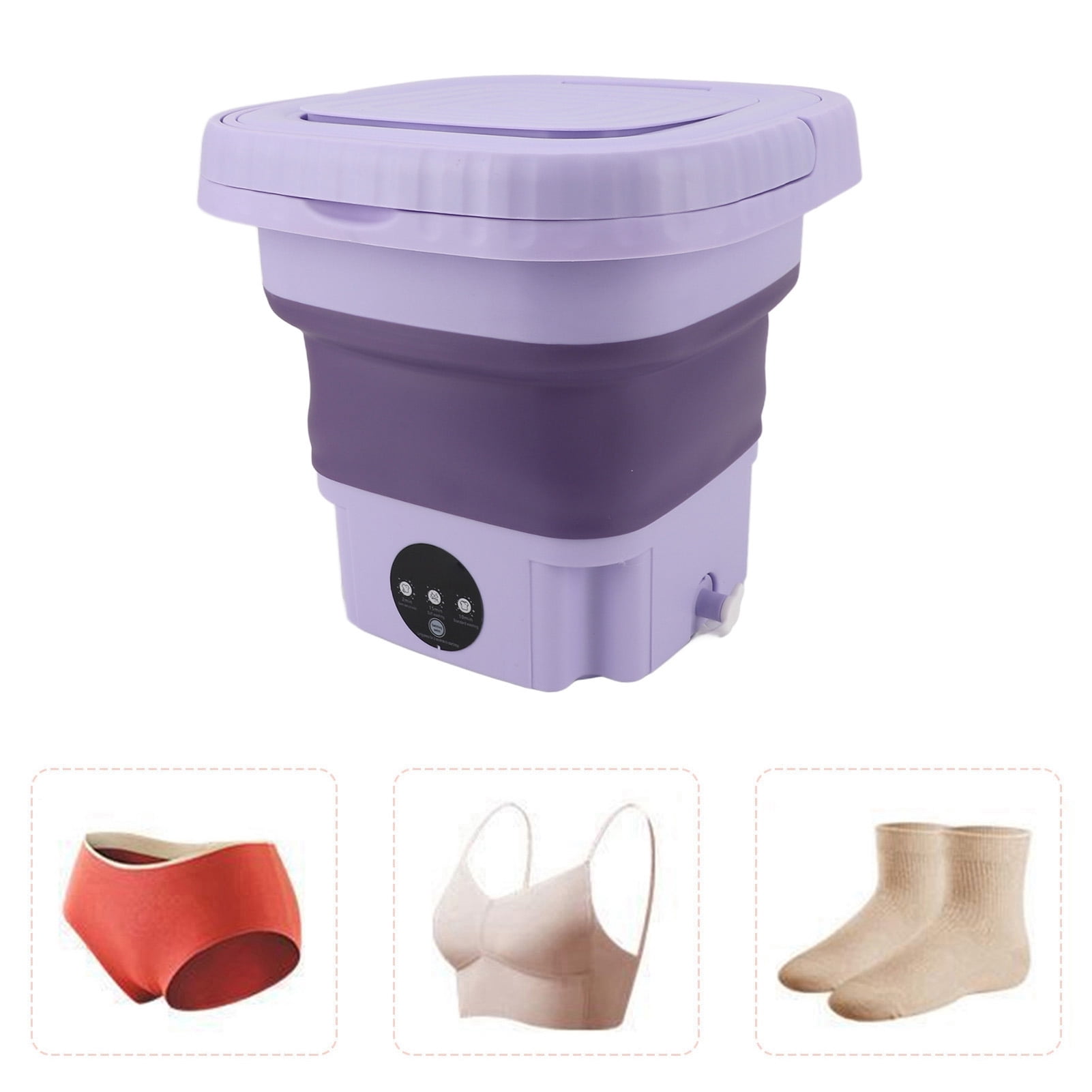 Automatic Portable Washing Machine 11L Foldable Mini Washer with Timer Button Compact for RV Travel, Apartment