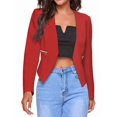 thumbnail image 3 of Women'S Short Blazer, Work/Casual Long Sleeve Front Opening Jacket with Pockets Red M, 3 of 8