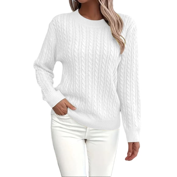NMMUED Sweaters for Women, Pullover Sweaters for Women, Lightweight Sweaters for Women, Long Sleeve Shirts for Women, Knit Tops for Women, White XL