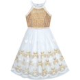 thumbnail image 1 of Robe Fille Or Papillon Brodé Robe Dos Nu Fête 6 Ans, 1 of 6