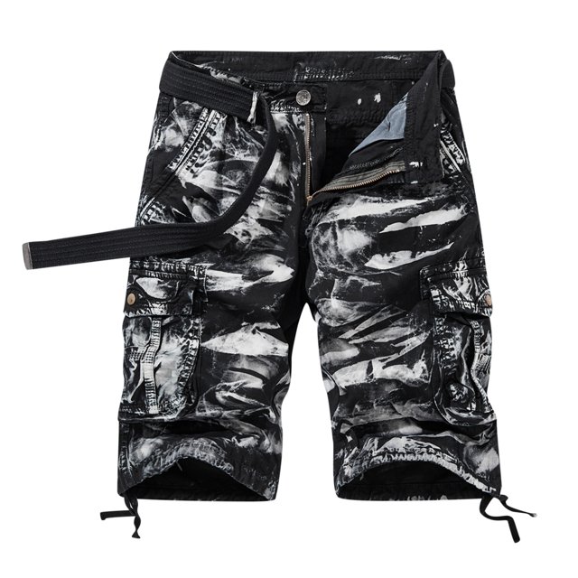Birdeem Men Casual Solid Zipper Button Multi-Pocket Cropped Cargo Shorts