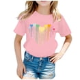 thumbnail image 1 of LUOGENLI T-Shirt pour Filles Enfant Filles Mignon Mode Imprimé Col Rond Manches Courtes Tee Été Décontracté Doux Ample T-Shirt Hauts Maxi Hauts avec Fente pour Filles 2-4 Ans, 1 of 5