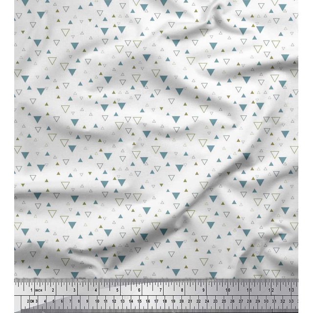 Soimoi Cotton Duck Fabric Triangle Shirting Decor Fabric Printed Yard 56 Inch Wide