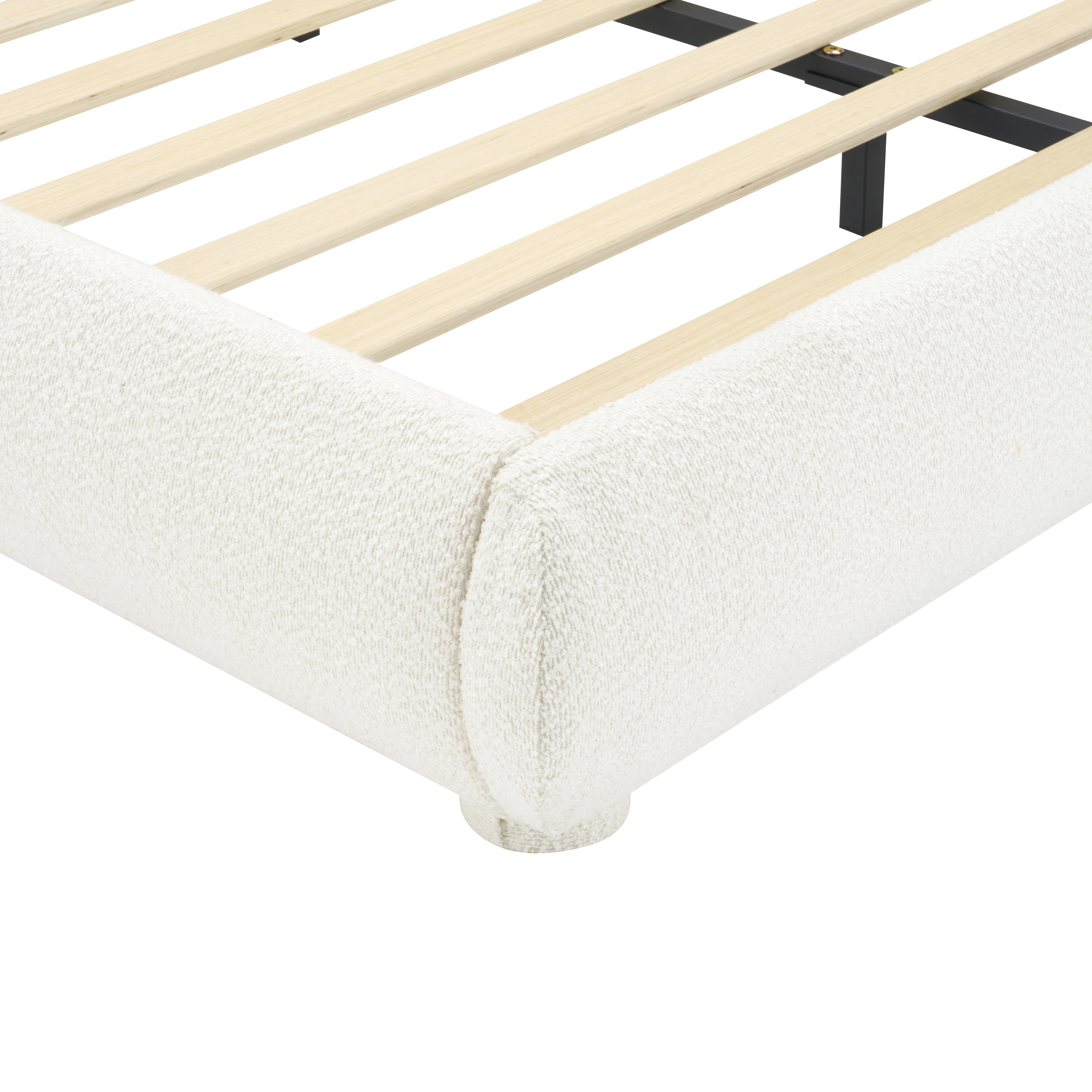 Noble House Lit rembourré Style Queen Cream, tête de lit en tissu texturé courbé avec cadre solide, blanc crémeux